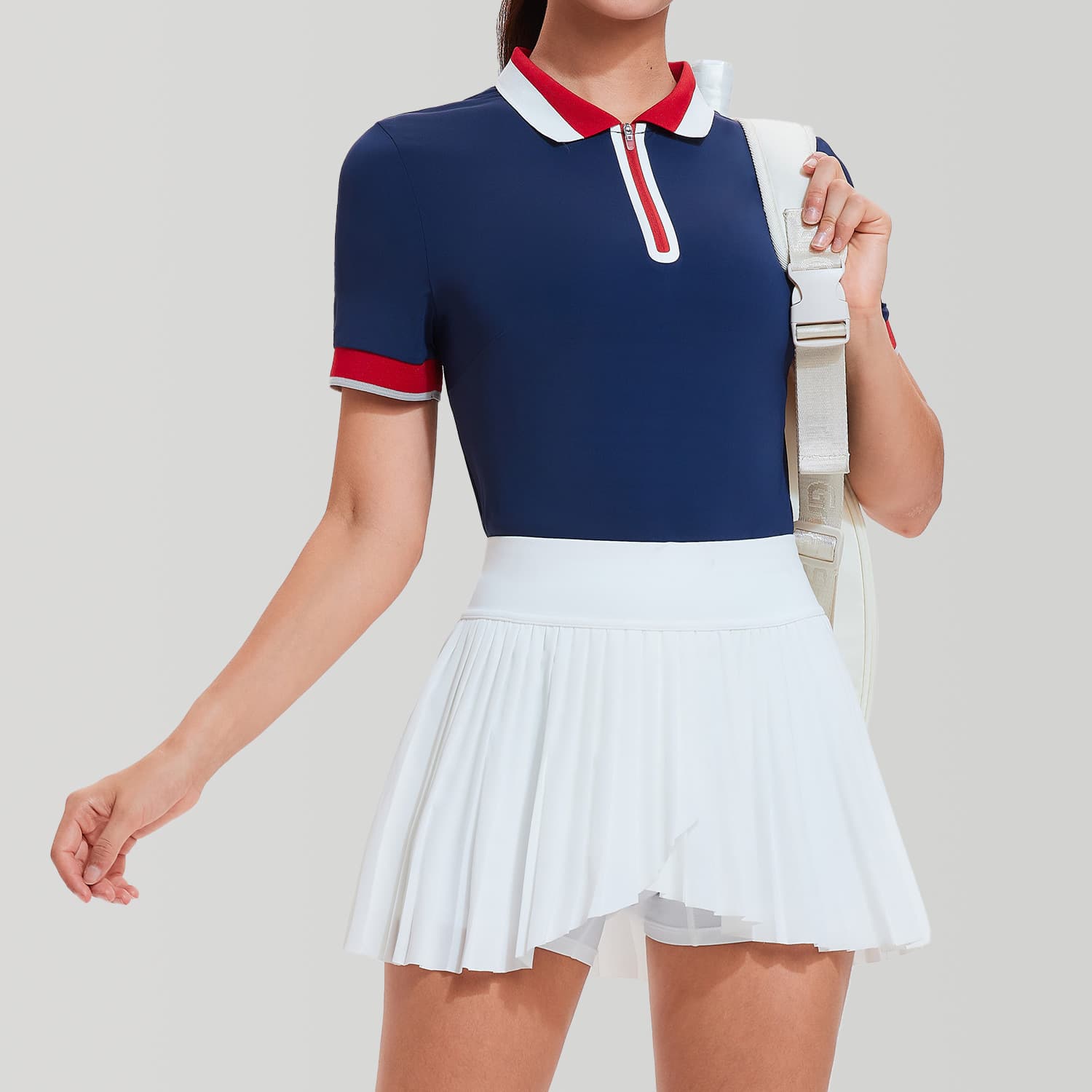 レディース ポロシャツ プリーツスカート付きスポーティポロシャツ