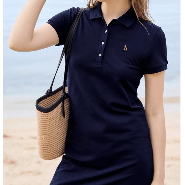 ポロシャツ レディース シンプル半袖ポロシャツワンピース
