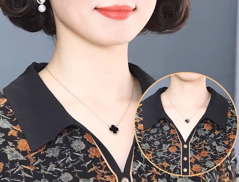ポロシャツ レディース 花柄シースルー 七分袖ポロシャツ