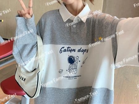 ポロシャツ レディース 女性用長袖ポロシャツ風カジュアルトップス